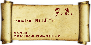Fendler Milán névjegykártya