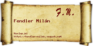 Fendler Milán névjegykártya