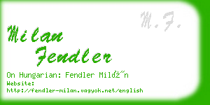 milan fendler business card